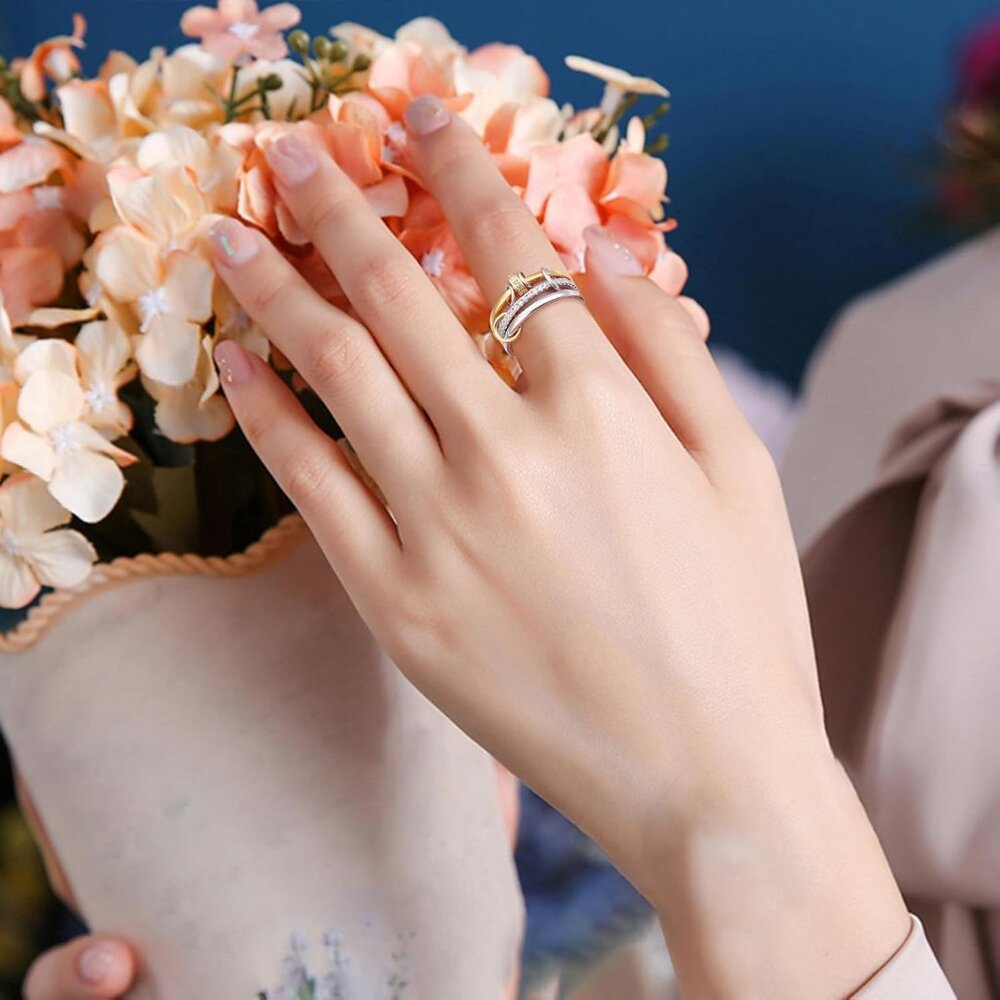 Interlocking Statement Rings Set - S925 Silver St… - image 5